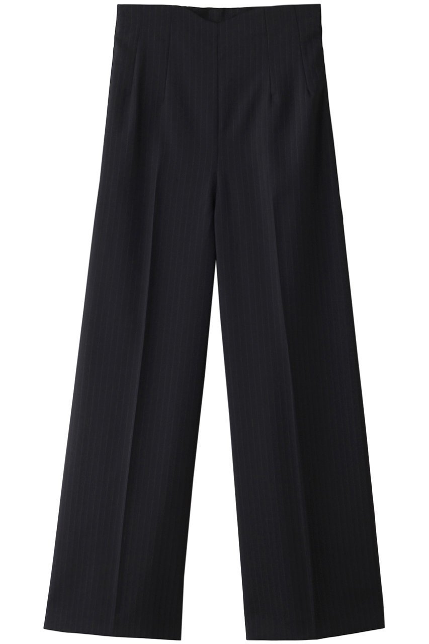 【ランバン オン ブルー/LANVIN en Bleu】のピンストライプワイドパンツ インテリア・キッズ・メンズ・レディースファッション・服の通販 founy(ファニー) 　ファッション　Fashion　レディースファッション　Fashion for Women　パンツ　Pants & Trousers　カットソー　Cut and Sewn Top　センター　Center, Center Line　ツイル　Twist, Twisted Detail　ファブリック　Fabric, Textile　ミックス　Mix, Mixed Style　ロング　Long, Long-Length　ワイド　Wide, Wide Fit　ネイビー|ID: prp329100004605771 ipo3291000000032818222