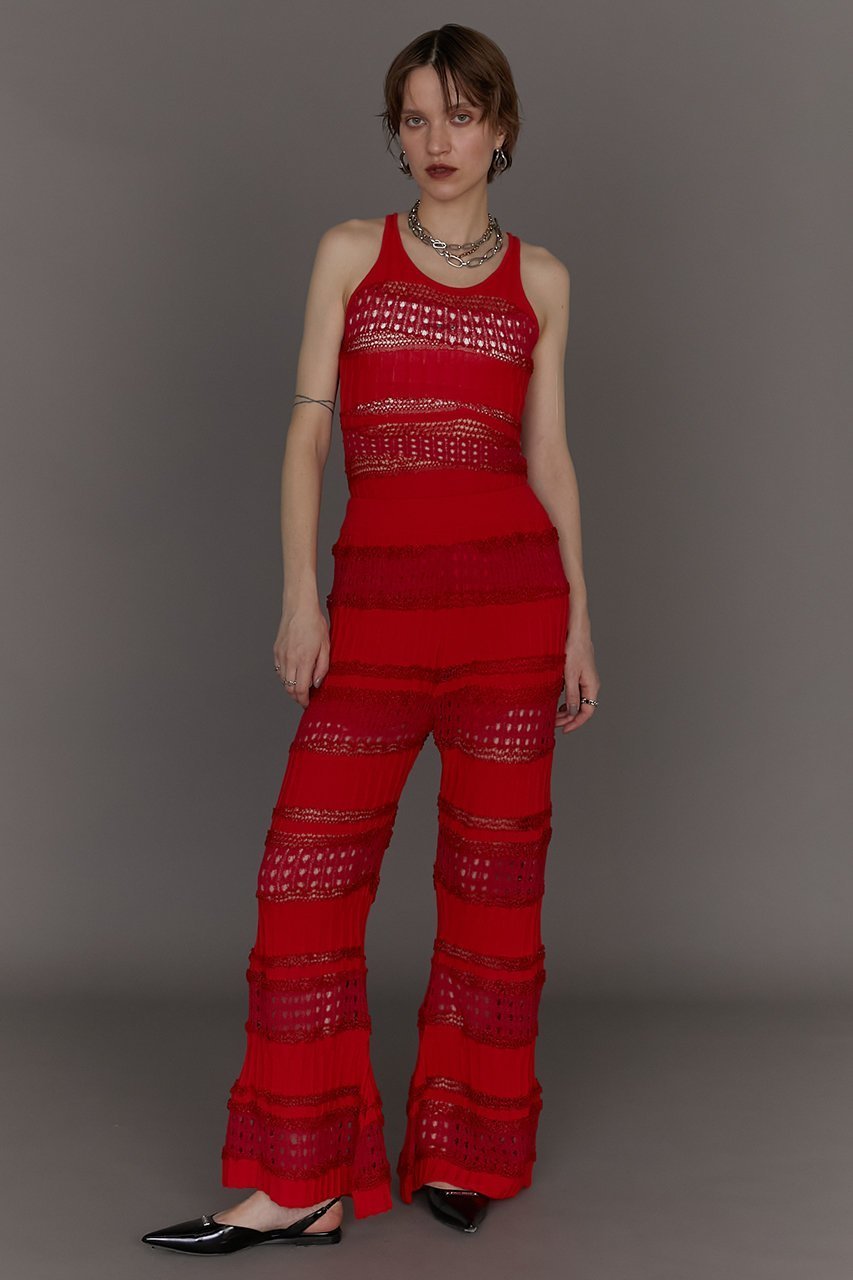 【プランク プロジェクト/PRANK PROJECT】のブークレレースニットロンパース / Boucle Lace Knit Rompers 人気、トレンドファッション・服の通販 founy(ファニー) 　ファッション　Fashion　レディースファッション　Fashion for Women　パンツ　Pants & Trousers　おすすめ　Recommended / Our Picks　インナー　Innerwear　シンプル　Simple, Minimal　セットアップ　Set-Up, Coordinated Outfit　タンク　Tank Top, Sleeveless Top　デニム　Denim, Jeans Material　ボトム　Bottoms, Lower Wear　ミックス　Mix, Mixed Style　レース　Lace, Lace Fabric　ロンパース　Romper, Jumpsuit　other-8|ID: prp329100004605799 ipo3291000000032819285