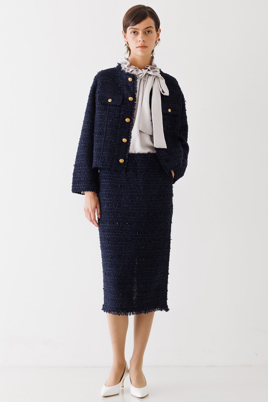 【デザイン ワークス/DESIGN WORKS】の【COOHEM】ツイードニットスカート 人気、トレンドファッション・服の通販 founy(ファニー) 　ファッション　Fashion　レディースファッション　Fashion for Women　スカート　Skirts　ロングスカート　Long Skirts / Maxi & Midi Skirts　おすすめ　Recommended / Our Picks　ジャケット　Jacket, Outerwear　ツイード　Twill, Twill Weave　ベーシック　Basic, Essential　ポケット　Pocket, Pocket Detail　ミドル　Middle Length, Mid Height　ロング　Long, Long-Length　エレガント 上品　Elegant　other-2|ID: prp329100004605858 ipo3291000000034958279