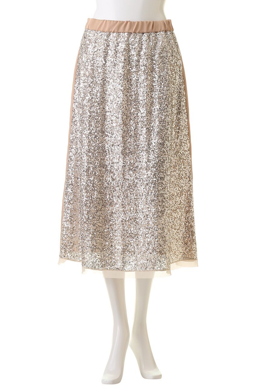 【ミュベール/MUVEIL】のスパンコールスカート 人気、トレンドファッション・服の通販 founy(ファニー) 　ファッション　Fashion　レディースファッション　Fashion for Women　スカート　Skirts　ギャザー　Gathered, Ruffled　ジョーゼット　Georgette, Semi-Sheer Fabric　スパンコール　Sequins, Sequin Embellishment　フレア　Flare, Flared　フロント　Front, Front Design　ヘムライン　Hemline, Bottom Cut　ミドル　Middle Length, Mid Height　エレガント 上品　Elegant　other-2|ID: prp329100004605891 ipo3291000000032824014