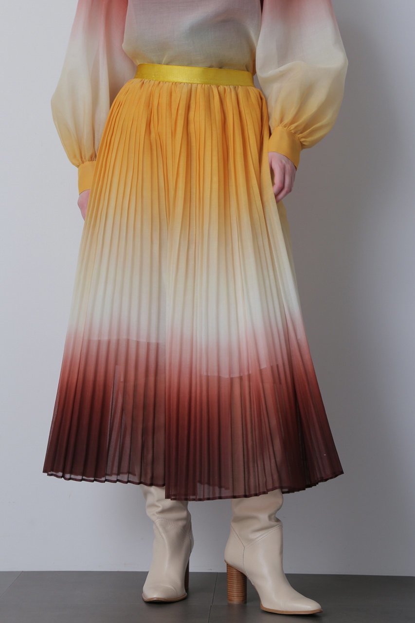 【ヒューエルミュージアム/hueLe Museum】の【STUMBLY】プリーツマキシフレアスカート 人気、トレンドファッション・服の通販 founy(ファニー) 　ファッション　Fashion　レディースファッション　Fashion for Women　スカート　Skirts　Aライン・フレアスカート　A-Line & Flared Skirts　ロングスカート　Long Skirts / Maxi & Midi Skirts　エレガント 上品　Elegant　グラデーション　Gradient, Ombre　プリント　Print, Printed Pattern　プリーツ　Pleats, Pleated　ロング　Long, Long-Length　 other-1|ID: prp329100004605905 ipo3291000000032825878