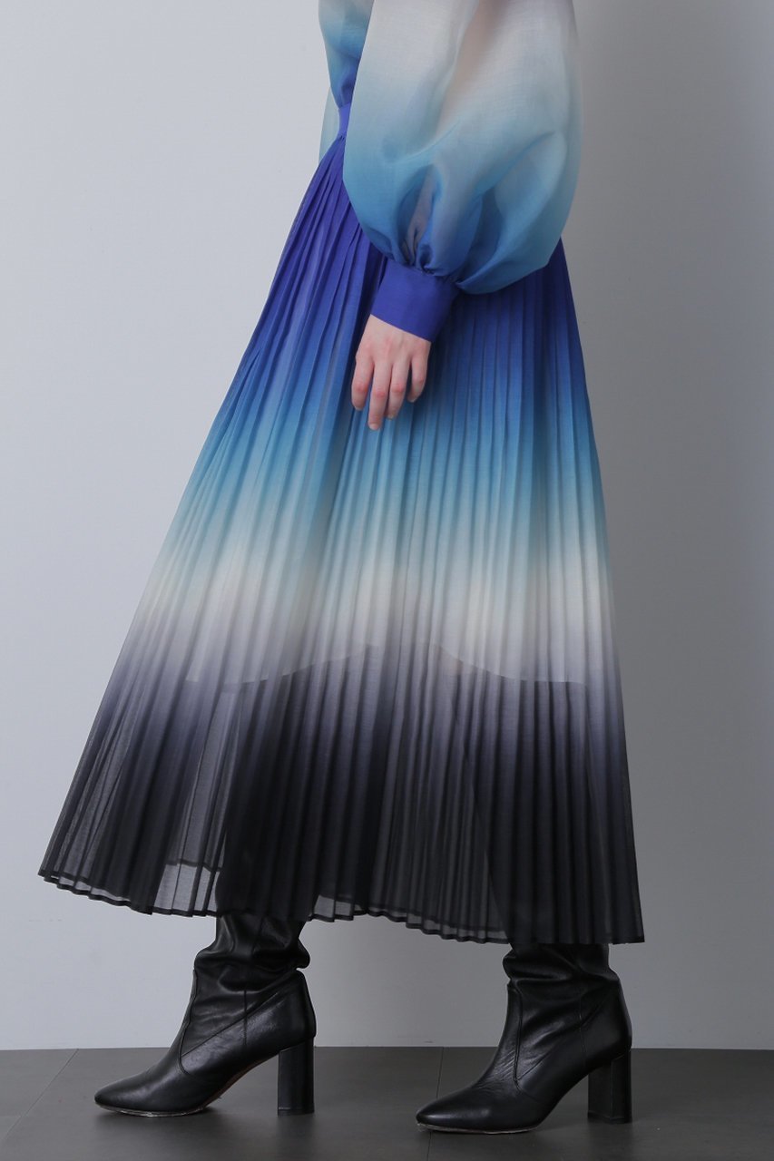 【ヒューエルミュージアム/hueLe Museum】の【STUMBLY】プリーツマキシフレアスカート 人気、トレンドファッション・服の通販 founy(ファニー) 　ファッション　Fashion　レディースファッション　Fashion for Women　スカート　Skirts　Aライン・フレアスカート　A-Line & Flared Skirts　ロングスカート　Long Skirts / Maxi & Midi Skirts　エレガント 上品　Elegant　グラデーション　Gradient, Ombre　プリント　Print, Printed Pattern　プリーツ　Pleats, Pleated　ロング　Long, Long-Length　other-2|ID: prp329100004605905 ipo3291000000032825881