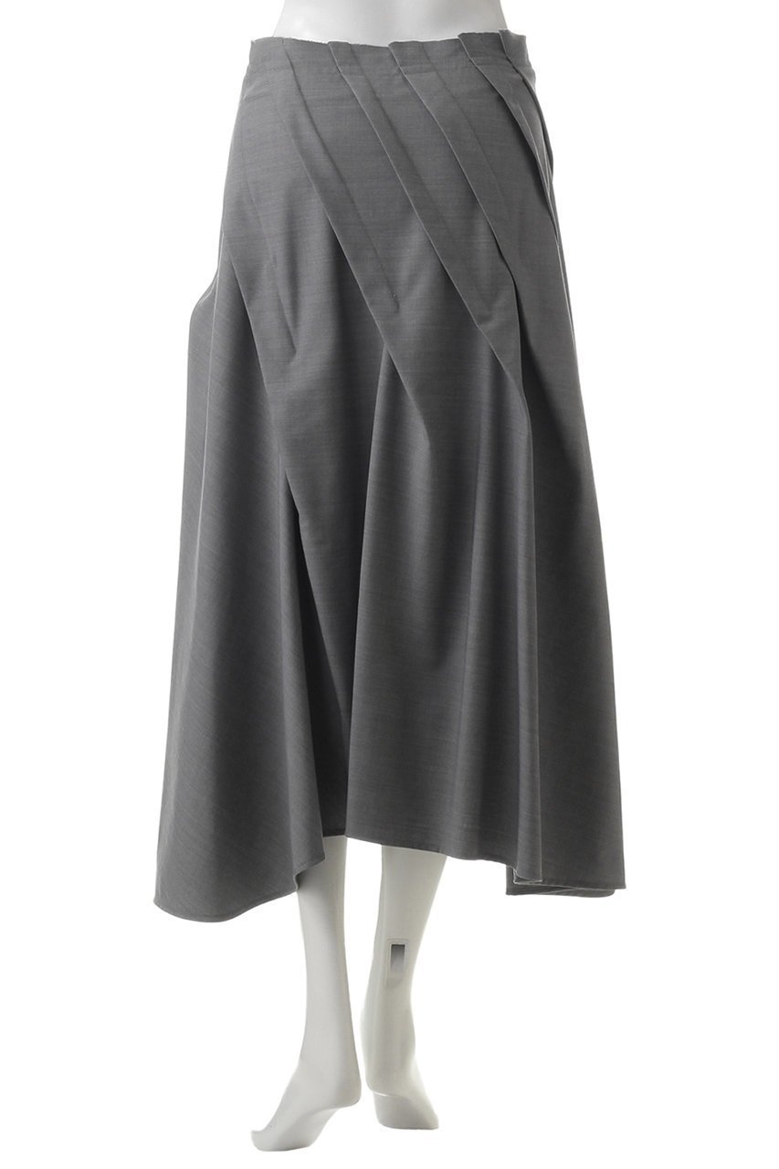 【ランバン オン ブルー/LANVIN en Bleu】のウールギャバランダムタックスカート 人気、トレンドファッション・服の通販 founy(ファニー) 　ファッション　Fashion　レディースファッション　Fashion for Women　スカート　Skirts　ロングスカート　Long Skirts / Maxi & Midi Skirts　イレギュラーヘム　Irregular Hem　エレガント 上品　Elegant　シンプル　Simple, Minimal　フレア　Flare, Flared　ランダム　Random, Irregular　ロング　Long, Long-Length　other-4|ID: prp329100004605907 ipo3291000000032825996
