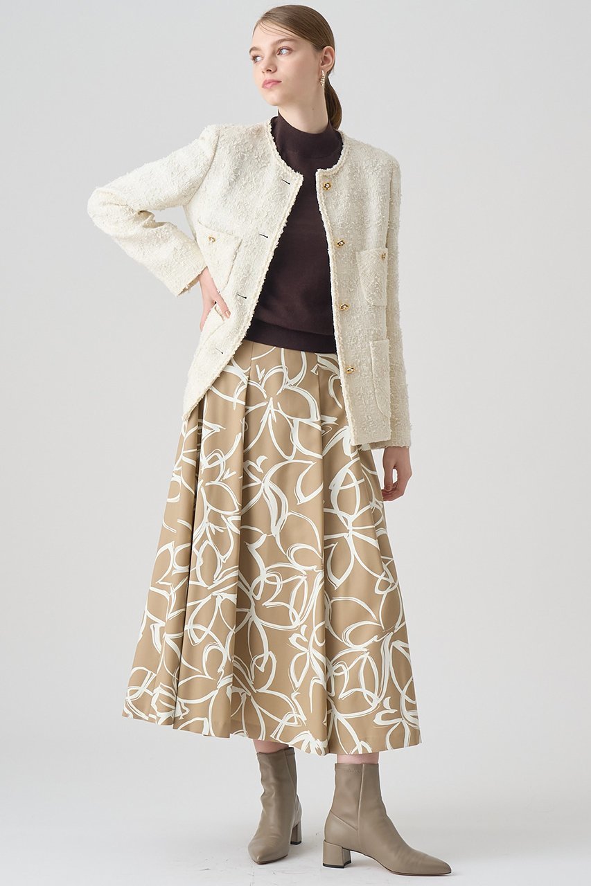 【アナイ/ANAYI】のウールトロピカルプリントアシメタック スカート 人気、トレンドファッション・服の通販 founy(ファニー) 　ファッション　Fashion　レディースファッション　Fashion for Women　スカート　Skirts　ロングスカート　Long Skirts / Maxi & Midi Skirts　イレギュラー　Irregular Design　ストレッチ　Stretch, Stretchy Fabric　フラワー　Flower, Floral　プリント　Print, Printed Pattern　マニッシュ　Mannish, Boyish　モダン　Modern, Contemporary　ランダム　Random, Irregular　ロング　Long, Long-Length　秋　Autumn　other-4|ID: prp329100004605917 ipo3291000000035950140