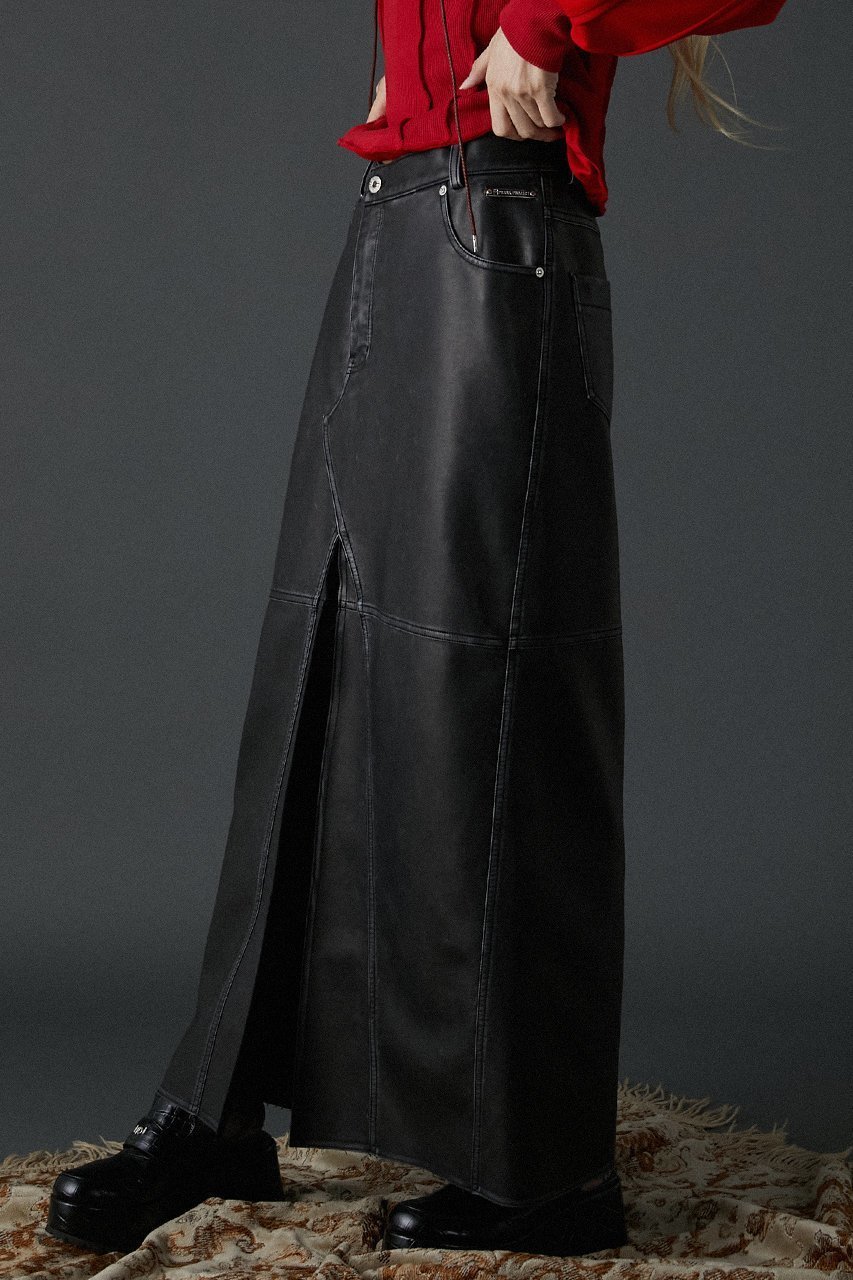 【プランク プロジェクト/PRANK PROJECT】のフェイクレザースリットスカート / faux Leather Slit Skirt 人気、トレンドファッション・服の通販 founy(ファニー) 　ファッション　Fashion　レディースファッション　Fashion for Women　スカート　Skirts　ロングスカート　Long Skirts / Maxi & Midi Skirts　おすすめ　Recommended / Our Picks　コンパクト　Compact, Small Size　フェイクレザー　Faux Leather, PU Leather　マキシ　Maxi, Full Length　リアル　Real, Realistic　ロング　Long, Long-Length　ヴィンテージ　Vintage Style　other-8|ID: prp329100004605937 ipo3291000000035057304