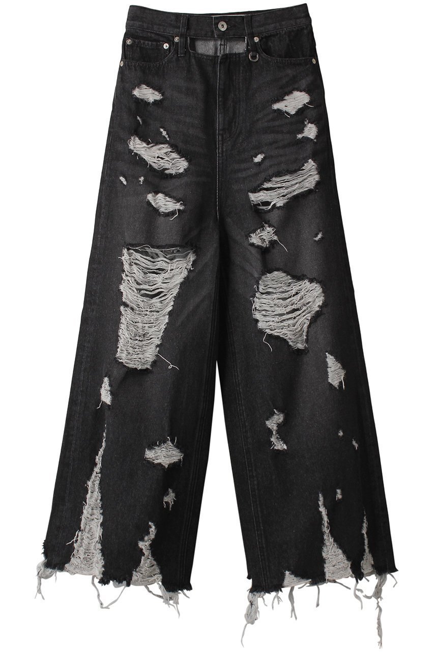 【プランク プロジェクト/PRANK PROJECT】のハードクラッシュワイドデニム / Hard Crushed Wide Denim インテリア・キッズ・メンズ・レディースファッション・服の通販 founy(ファニー) 　ファッション　Fashion　レディースファッション　Fashion for Women　パンツ　Pants & Trousers　デニムパンツ・ジーンズ・美脚デニム　Denim Jeans & Pants　おすすめ　Recommended / Our Picks　クラッシュ　Distressed, Crashed Style　コンパクト　Compact, Small Size　ダメージ　Distressed, Destroyed　デニム　Denim, Jeans Material　フロント　Front, Front Design　ワイド　Wide, Wide Fit　BLK(ブラック)|ID: prp329100004605983 ipo3291000000032828584