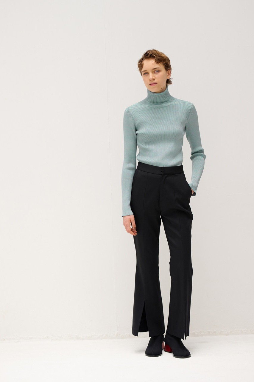 【ランバン オン ブルー/LANVIN en Bleu】のウールツイルスリットフレアパンツ 人気、トレンドファッション・服の通販 founy(ファニー) 　ファッション　Fashion　レディースファッション　Fashion for Women　パンツ　Pants & Trousers　おすすめ　Recommended / Our Picks　ストレッチ　Stretch, Stretchy Fabric　スリット　Slit, Slit Detail　バランス　Balance, Style Balance　フラット　Flat, Flat Shoes　フロント　Front, Front Design　ボトム　Bottoms, Lower Wear　メランジ　Melange, Mixed Yarn　other-8|ID: prp329100004606000 ipo3291000000032829607