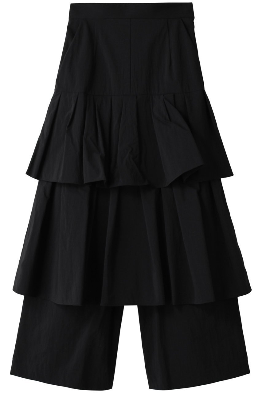 【ランバン オン ブルー/LANVIN en Bleu】のティアードキュロットパンツ インテリア・キッズ・メンズ・レディースファッション・服の通販 founy(ファニー) 　ファッション　Fashion　レディースファッション　Fashion for Women　スカート　Skirts　パンツ　Pants & Trousers　ティアードスカート　Tiered Skirt, Flounced Skirt　ワイド　Wide, Wide Fit　ブラック|ID: prp329100004606002 ipo3291000000032829631
