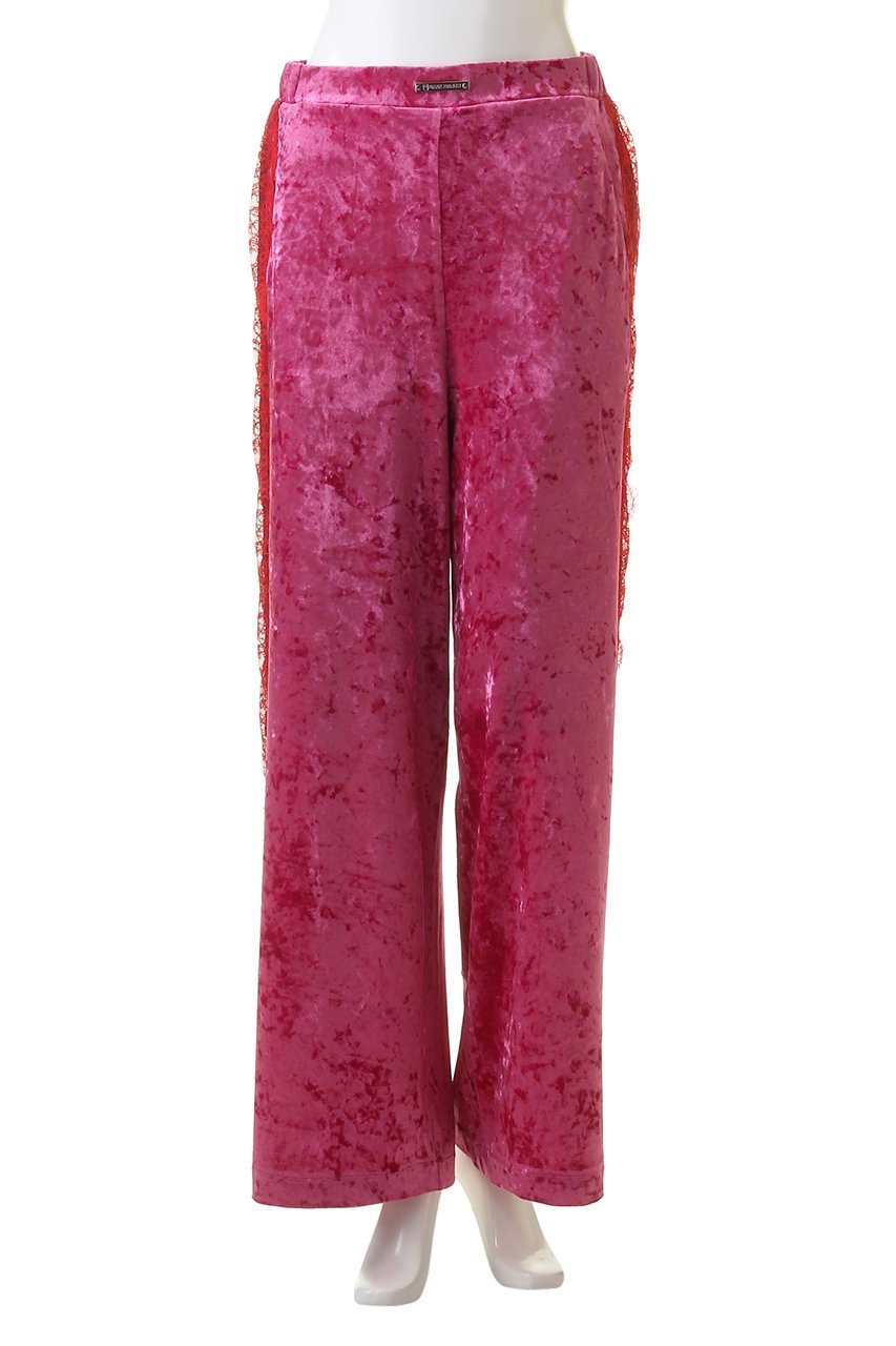【プランク プロジェクト/PRANK PROJECT】のベロアレースパンツ / Velour Lace Pants 人気、トレンドファッション・服の通販 founy(ファニー) 　ファッション　Fashion　レディースファッション　Fashion for Women　パンツ　Pants & Trousers　クラッシュ　Distressed, Crashed Style　ストレッチ　Stretch, Stretchy Fabric　ストレート　Straight, Straight Cut　フィット　Fit, Slim Fit　ベロア　Velour, Soft Velvet　リラックス　Relax, Relaxed Fit　レース　Lace, Lace Fabric　ワイド　Wide, Wide Fit　other-2|ID: prp329100004606003 ipo3291000000032829659