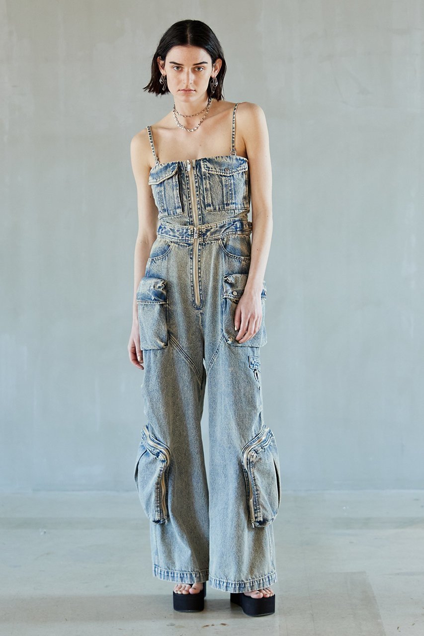 【プランク プロジェクト/PRANK PROJECT】の2WAYデニムカーゴオールインワン / Two-way Denim Cargo Jumpsuit 人気、トレンドファッション・服の通販 founy(ファニー) 　ファッション　Fashion　レディースファッション　Fashion for Women　パンツ　Pants & Trousers　ビスチェ　Bustier, Corset Top　ボトム　Bottoms, Lower Wear　ポケット　Pocket, Pocket Detail　other-7|ID: prp329100004606028 ipo3291000000032830415
