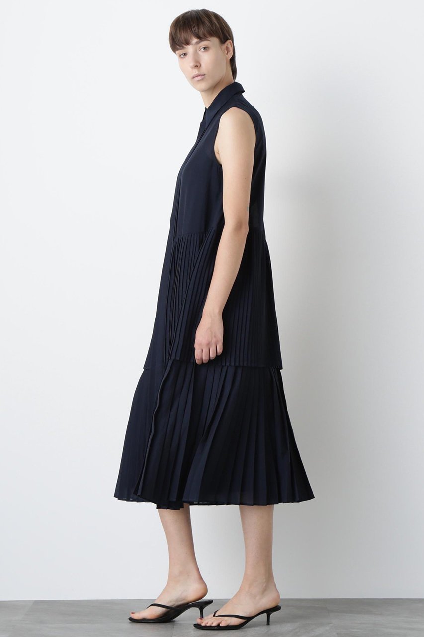 【ヒューエルミュージアム/hueLe Museum】の【STUMBLY】Pleats Combination Dress 人気、トレンドファッション・服の通販 founy(ファニー) 　ファッション　Fashion　レディースファッション　Fashion for Women　ワンピース　Dresses　フォーマル・パーティードレス・結婚式用ドレス　Elegant & Casual Dresses　チュニック　Tunic Tops & Dresses　エレガント 上品　Elegant　ストレート　Straight, Straight Cut　チュニック　Tunic, Long Top　ノースリーブ　Sleeveless, No-Sleeve　パターン　Pattern, Design Print　フォルム　Silhouette, Form　プリーツ　Pleats, Pleated　定番　Standard, Basic Item　other-3|ID: prp329100004606065 ipo3291000000032835320