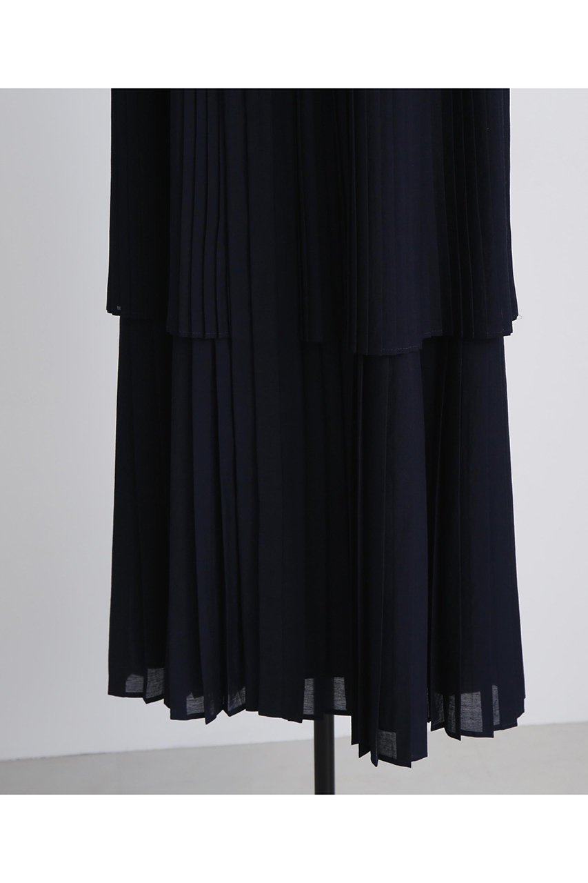 【ヒューエルミュージアム/hueLe Museum】の【STUMBLY】Pleats Combination Dress 人気、トレンドファッション・服の通販 founy(ファニー) 　ファッション　Fashion　レディースファッション　Fashion for Women　ワンピース　Dresses　フォーマル・パーティードレス・結婚式用ドレス　Elegant & Casual Dresses　チュニック　Tunic Tops & Dresses　エレガント 上品　Elegant　ストレート　Straight, Straight Cut　チュニック　Tunic, Long Top　ノースリーブ　Sleeveless, No-Sleeve　パターン　Pattern, Design Print　フォルム　Silhouette, Form　プリーツ　Pleats, Pleated　定番　Standard, Basic Item　other-7|ID: prp329100004606065 ipo3291000000032835337