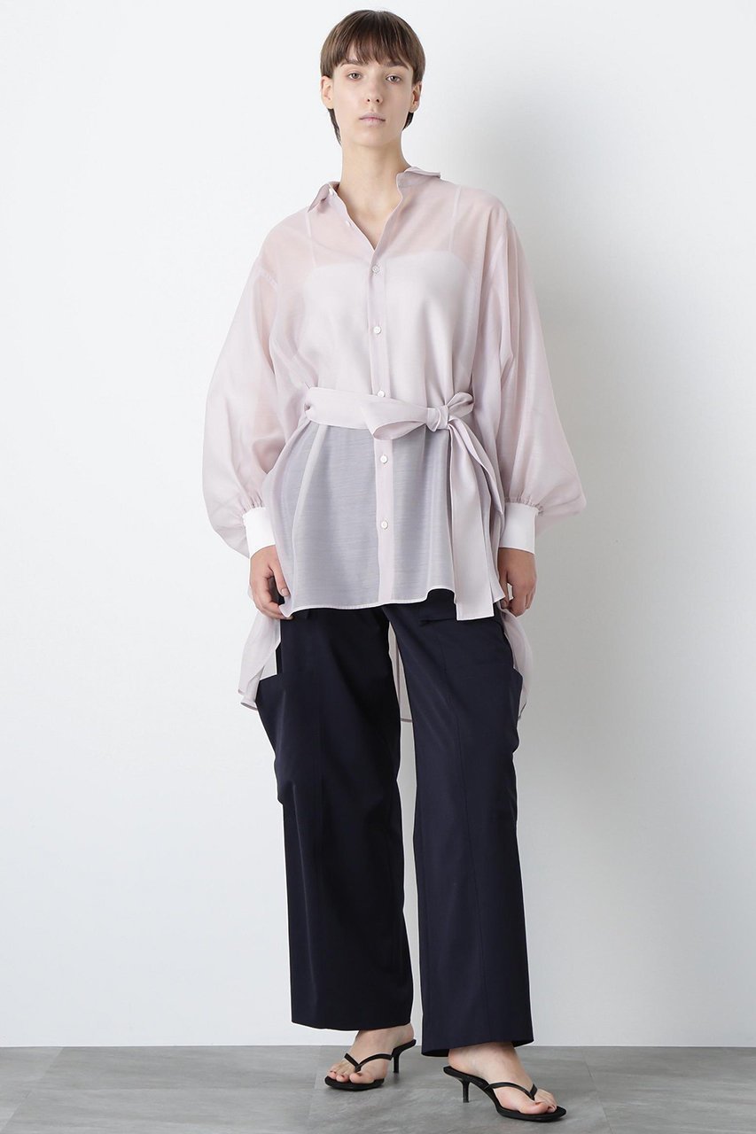 【ヒューエルミュージアム/hueLe Museum】の【STUMBLY】Sheer Belted Big Silhouette BL 人気、トレンドファッション・服の通販 founy(ファニー) ファッション Fashion レディースファッション Fashion for Women トップス・カットソー Cut & Sew Tops シャツ・ブラウス・オフィスカジュアル Elegant Blouses & Button-Ups スリーブ Sleeve, Long Sleeve / Short Sleeve フォルム Silhouette, Form ポンチョ Poncho, Cape Style リボン Ribbon, Bow ロング Long, Long-Length エレガント 上品 Elegant 切替 Switching, Contrast Panel other-3|ID: prp329100004606067 ipo3291000000035795602