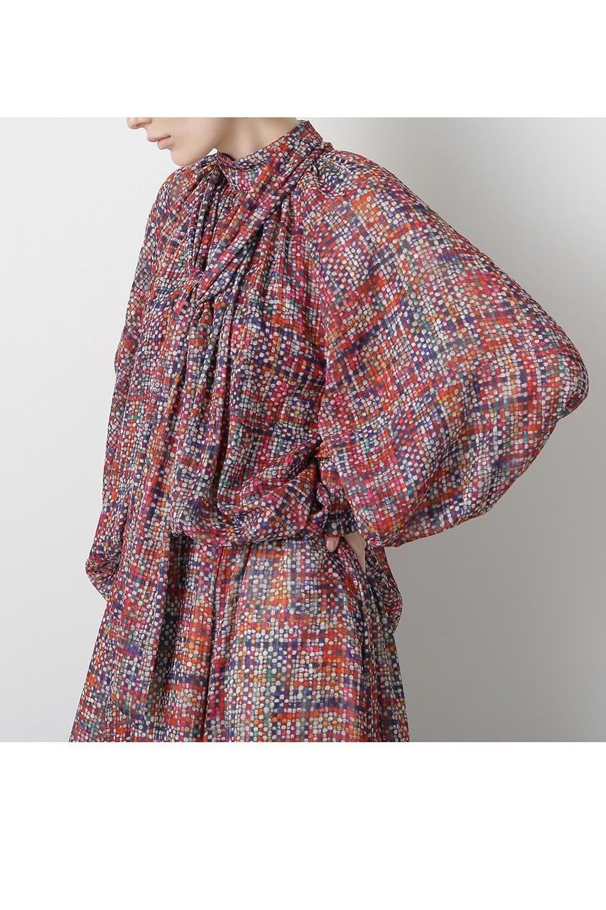 【ヒューエルミュージアム/hueLe Museum】の【STUMBLY】Printed Bow-Tie Blouse インテリア・キッズ・メンズ・レディースファッション・服の通販 founy(ファニー) 　ファッション　Fashion　レディースファッション　Fashion for Women　トップス・カットソー　Cut & Sew Tops　シャツ・ブラウス・オフィスカジュアル　Elegant Blouses & Button-Ups　おすすめ　Recommended / Our Picks　ジャカード／ジャガード　Jacquard, Woven Pattern　スリーブ　Sleeve, Long Sleeve / Short Sleeve　セットアップ　Set-Up, Coordinated Outfit　ツイード　Twill, Twill Weave　ハイネック　High Neck, Mock Neck　パターン　Pattern, Design Print　プリント　Print, Printed Pattern　ロング　Long, Long-Length　新作・新入荷　New Arrivals / New In　無地　Plain, Solid Color　不明色|ID: prp329100004606072 ipo3291000000032835447