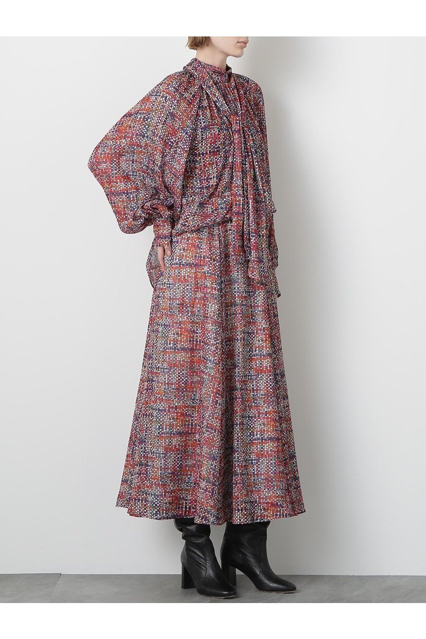 【ヒューエルミュージアム/hueLe Museum】の【STUMBLY】Printed Bow-Tie Blouse 人気、トレンドファッション・服の通販 founy(ファニー) 　ファッション　Fashion　レディースファッション　Fashion for Women　トップス・カットソー　Cut & Sew Tops　シャツ・ブラウス・オフィスカジュアル　Elegant Blouses & Button-Ups　おすすめ　Recommended / Our Picks　ジャカード／ジャガード　Jacquard, Woven Pattern　スリーブ　Sleeve, Long Sleeve / Short Sleeve　セットアップ　Set-Up, Coordinated Outfit　ツイード　Twill, Twill Weave　ハイネック　High Neck, Mock Neck　パターン　Pattern, Design Print　プリント　Print, Printed Pattern　ロング　Long, Long-Length　新作・新入荷　New Arrivals / New In　無地　Plain, Solid Color　other-3|ID: prp329100004606072 ipo3291000000032835459