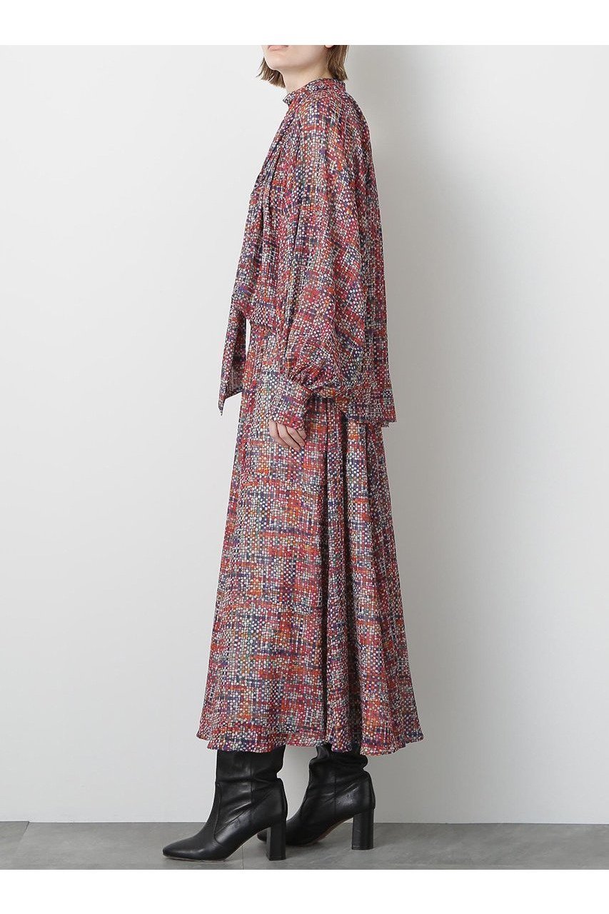 【ヒューエルミュージアム/hueLe Museum】の【STUMBLY】Printed Bow-Tie Blouse 人気、トレンドファッション・服の通販 founy(ファニー) 　ファッション　Fashion　レディースファッション　Fashion for Women　トップス・カットソー　Cut & Sew Tops　シャツ・ブラウス・オフィスカジュアル　Elegant Blouses & Button-Ups　おすすめ　Recommended / Our Picks　ジャカード／ジャガード　Jacquard, Woven Pattern　スリーブ　Sleeve, Long Sleeve / Short Sleeve　セットアップ　Set-Up, Coordinated Outfit　ツイード　Twill, Twill Weave　ハイネック　High Neck, Mock Neck　パターン　Pattern, Design Print　プリント　Print, Printed Pattern　ロング　Long, Long-Length　新作・新入荷　New Arrivals / New In　無地　Plain, Solid Color　other-4|ID: prp329100004606072 ipo3291000000032835464