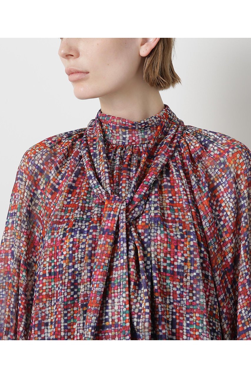 【ヒューエルミュージアム/hueLe Museum】の【STUMBLY】Printed Bow-Tie Blouse 人気、トレンドファッション・服の通販 founy(ファニー) 　ファッション　Fashion　レディースファッション　Fashion for Women　トップス・カットソー　Cut & Sew Tops　シャツ・ブラウス・オフィスカジュアル　Elegant Blouses & Button-Ups　おすすめ　Recommended / Our Picks　ジャカード／ジャガード　Jacquard, Woven Pattern　スリーブ　Sleeve, Long Sleeve / Short Sleeve　セットアップ　Set-Up, Coordinated Outfit　ツイード　Twill, Twill Weave　ハイネック　High Neck, Mock Neck　パターン　Pattern, Design Print　プリント　Print, Printed Pattern　ロング　Long, Long-Length　新作・新入荷　New Arrivals / New In　無地　Plain, Solid Color　other-6|ID: prp329100004606072 ipo3291000000032835474