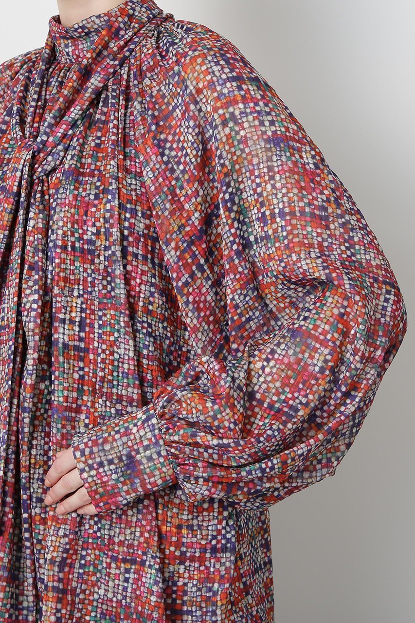 【ヒューエルミュージアム/hueLe Museum】の【STUMBLY】Printed Bow-Tie Blouse 人気、トレンドファッション・服の通販 founy(ファニー) 　ファッション　Fashion　レディースファッション　Fashion for Women　トップス・カットソー　Cut & Sew Tops　シャツ・ブラウス・オフィスカジュアル　Elegant Blouses & Button-Ups　おすすめ　Recommended / Our Picks　ジャカード／ジャガード　Jacquard, Woven Pattern　スリーブ　Sleeve, Long Sleeve / Short Sleeve　セットアップ　Set-Up, Coordinated Outfit　ツイード　Twill, Twill Weave　ハイネック　High Neck, Mock Neck　パターン　Pattern, Design Print　プリント　Print, Printed Pattern　ロング　Long, Long-Length　新作・新入荷　New Arrivals / New In　無地　Plain, Solid Color　other-7|ID: prp329100004606072 ipo3291000000032835479