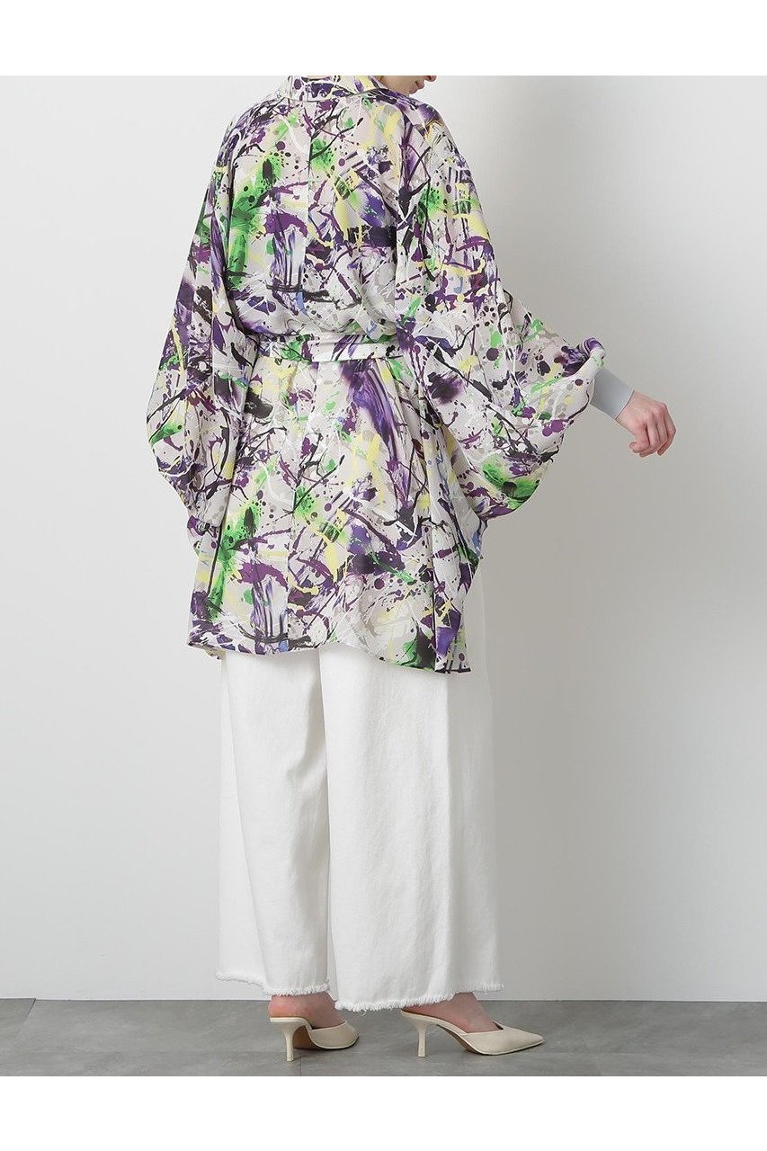 【ヒューエルミュージアム/hueLe Museum】の【STUMBLY】Printed Belted Bige Ste Shirts 人気、トレンドファッション・服の通販 founy(ファニー) 　ファッション　Fashion　レディースファッション　Fashion for Women　トップス・カットソー　Cut & Sew Tops　シャツ・ブラウス・オフィスカジュアル　Elegant Blouses & Button-Ups　コラボ　Collaboration, Collab　シンプル　Simple, Minimal　スリーブ　Sleeve, Long Sleeve / Short Sleeve　ポンチョ　Poncho, Cape Style　リボン　Ribbon, Bow　ロング　Long, Long-Length　新作・新入荷　New Arrivals / New In　other-5|ID: prp329100004606073 ipo3291000000032835526