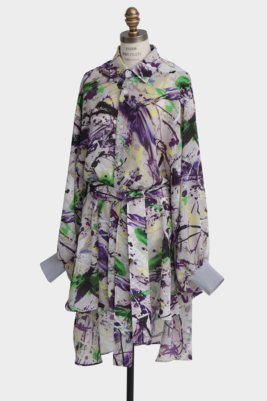 【ヒューエルミュージアム/hueLe Museum】の【STUMBLY】Printed Belted Bige Ste Shirts 人気、トレンドファッション・服の通販 founy(ファニー) 　ファッション　Fashion　レディースファッション　Fashion for Women　トップス・カットソー　Cut & Sew Tops　シャツ・ブラウス・オフィスカジュアル　Elegant Blouses & Button-Ups　コラボ　Collaboration, Collab　シンプル　Simple, Minimal　スリーブ　Sleeve, Long Sleeve / Short Sleeve　ポンチョ　Poncho, Cape Style　リボン　Ribbon, Bow　ロング　Long, Long-Length　other-2|ID: prp329100004606073 ipo3291000000035795623