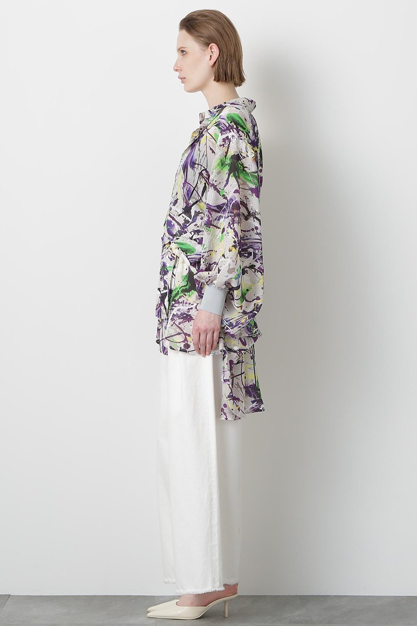 【ヒューエルミュージアム/hueLe Museum】の【STUMBLY】Printed Belted Bige Ste Shirts 人気、トレンドファッション・服の通販 founy(ファニー) 　ファッション　Fashion　レディースファッション　Fashion for Women　トップス・カットソー　Cut & Sew Tops　シャツ・ブラウス・オフィスカジュアル　Elegant Blouses & Button-Ups　コラボ　Collaboration, Collab　シンプル　Simple, Minimal　スリーブ　Sleeve, Long Sleeve / Short Sleeve　ポンチョ　Poncho, Cape Style　リボン　Ribbon, Bow　ロング　Long, Long-Length　other-4|ID: prp329100004606073 ipo3291000000035795627