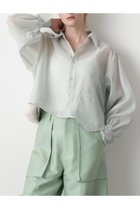 【ヒューエルミュージアム/hueLe Museum】の【STUMBLY】Fur Trim Combination Blouse ライトグリーン|ID:prp329100004606074