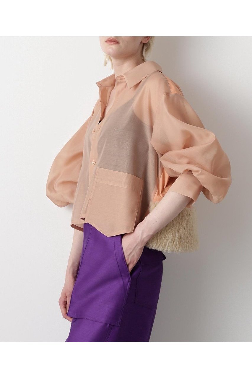 【ヒューエルミュージアム/hueLe Museum】の【STUMBLY】Fur Trim Combination Blouse インテリア・キッズ・メンズ・レディースファッション・服の通販 founy(ファニー) 　ファッション　Fashion　レディースファッション　Fashion for Women　トップス・カットソー　Cut & Sew Tops　シャツ・ブラウス・オフィスカジュアル　Elegant Blouses & Button-Ups　2024年　2024　2024-2025秋冬・A/W　Autumn/Winter 2024–25 AW24–25　クロップド　Cropped, Short Length　シアー　Sheer, See-Through　シンプル　Simple, Minimal　スリーブ　Sleeve, Long Sleeve / Short Sleeve　タイプライター　Typewriter Fabric, Crisp Cotton　フェイクファー　Faux Fur, Imitation Fur　ポケット　Pocket, Pocket Detail　ロング　Long, Long-Length　人気　Popular, Best Seller　新作・新入荷　New Arrivals / New In　オレンジ|ID: prp329100004606074 ipo3291000000032835563