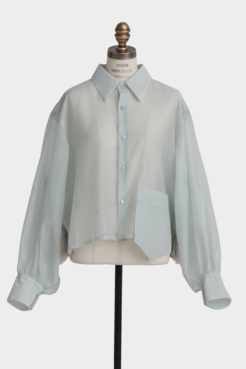 【ヒューエルミュージアム/hueLe Museum】の【STUMBLY】Fur Trim Combination Blouse 人気、トレンドファッション・服の通販 founy(ファニー) 　ファッション　Fashion　レディースファッション　Fashion for Women　トップス・カットソー　Cut & Sew Tops　シャツ・ブラウス・オフィスカジュアル　Elegant Blouses & Button-Ups　2024年　2024　2024-2025秋冬・A/W　Autumn/Winter 2024–25 AW24–25　クロップド　Cropped, Short Length　シアー　Sheer, See-Through　シンプル　Simple, Minimal　スリーブ　Sleeve, Long Sleeve / Short Sleeve　タイプライター　Typewriter Fabric, Crisp Cotton　フェイクファー　Faux Fur, Imitation Fur　ポケット　Pocket, Pocket Detail　ロング　Long, Long-Length　人気　Popular, Best Seller　other-2|ID: prp329100004606074 ipo3291000000035485223