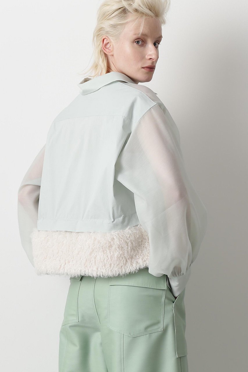 【ヒューエルミュージアム/hueLe Museum】の【STUMBLY】Fur Trim Combination Blouse 人気、トレンドファッション・服の通販 founy(ファニー) 　ファッション　Fashion　レディースファッション　Fashion for Women　トップス・カットソー　Cut & Sew Tops　シャツ・ブラウス・オフィスカジュアル　Elegant Blouses & Button-Ups　2024年　2024　2024-2025秋冬・A/W　Autumn/Winter 2024–25 AW24–25　クロップド　Cropped, Short Length　シアー　Sheer, See-Through　シンプル　Simple, Minimal　スリーブ　Sleeve, Long Sleeve / Short Sleeve　タイプライター　Typewriter Fabric, Crisp Cotton　フェイクファー　Faux Fur, Imitation Fur　ポケット　Pocket, Pocket Detail　ロング　Long, Long-Length　人気　Popular, Best Seller　other-3|ID: prp329100004606074 ipo3291000000035485224