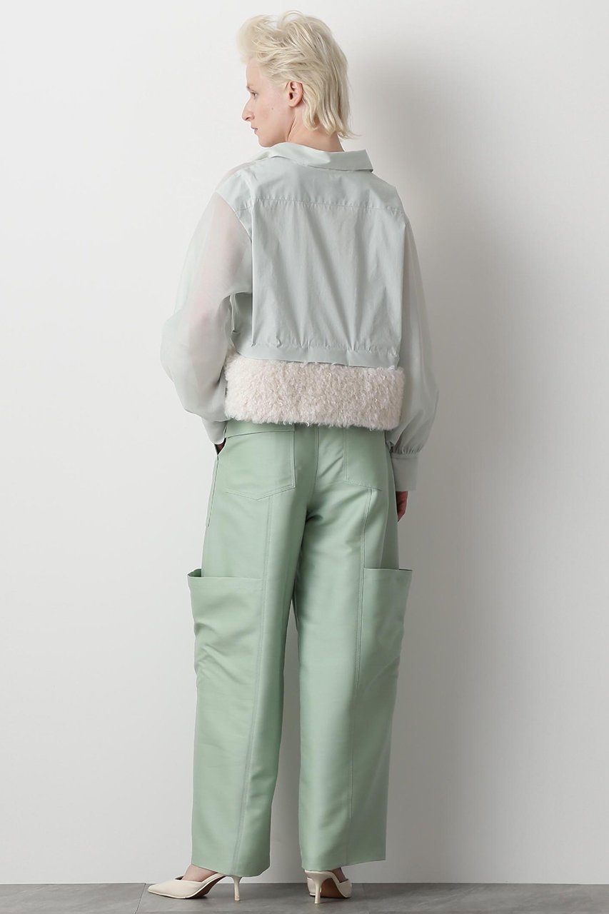 【ヒューエルミュージアム/hueLe Museum】の【STUMBLY】Fur Trim Combination Blouse 人気、トレンドファッション・服の通販 founy(ファニー) 　ファッション　Fashion　レディースファッション　Fashion for Women　トップス・カットソー　Cut & Sew Tops　シャツ・ブラウス・オフィスカジュアル　Elegant Blouses & Button-Ups　2024年　2024　2024-2025秋冬・A/W　Autumn/Winter 2024–25 AW24–25　クロップド　Cropped, Short Length　シアー　Sheer, See-Through　シンプル　Simple, Minimal　スリーブ　Sleeve, Long Sleeve / Short Sleeve　タイプライター　Typewriter Fabric, Crisp Cotton　フェイクファー　Faux Fur, Imitation Fur　ポケット　Pocket, Pocket Detail　ロング　Long, Long-Length　人気　Popular, Best Seller　other-7|ID: prp329100004606074 ipo3291000000035485228