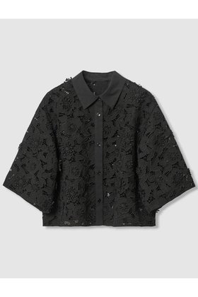 【アナイ/ANAYI】のレース刺繍クロップドシャツ 人気、トレンドファッション・服の通販 founy(ファニー) ファッション Fashion レディースファッション Fashion for Women トップス・カットソー Cut & Sew Tops シャツ・ブラウス・オフィスカジュアル Elegant Blouses & Button-Ups ショート Short, Short Length スリーブ Sleeve, Long Sleeve / Short Sleeve フラワー Flower, Floral レース Lace, Lace Fabric ワーク Workwear, Utility Style 新作・新入荷 New Arrivals / New In 無地 Plain, Solid Color |ID:prp329100004606076