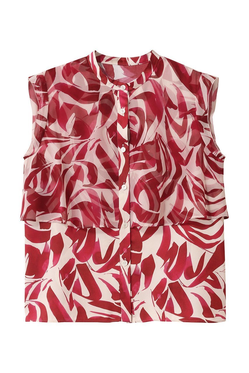 【アナイ/ANAYI】のアートリーフノースリコンビブラウス インテリア・キッズ・メンズ・レディースファッション・服の通販 founy(ファニー) 　ファッション　Fashion　レディースファッション　Fashion for Women　トップス・カットソー　Cut & Sew Tops　キャミソール&ノースリーブ　Camisoles & Sleeveless Tops　シャツ・ブラウス・オフィスカジュアル　Elegant Blouses & Button-Ups　おすすめ　Recommended / Our Picks　ノースリーブ　Sleeveless, No-Sleeve　フレア　Flare, Flared　リーフ　Leaf, Botanical Leaf　レッド|ID: prp329100004606080 ipo3291000000035373772