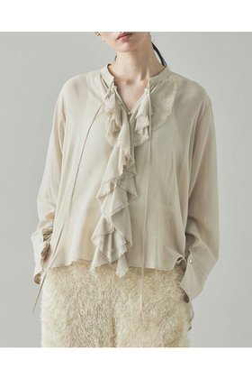 【カレンソロジー/Curensology】のウールミックスボイルフリルブラウス 人気、トレンドファッション・服の通販 founy(ファニー) ファッション Fashion レディースファッション Fashion for Women トップス・カットソー Cut & Sew Tops シャツ・ブラウス・オフィスカジュアル Elegant Blouses & Button-Ups おすすめ Recommended / Our Picks インナー Innerwear カーディガン Cardigan, Knitwear スリーブ Sleeve, Long Sleeve / Short Sleeve バランス Balance, Style Balance フリル Frill, Ruffle ロング Long, Long-Length 新作・新入荷 New Arrivals / New In |ID:prp329100004606082