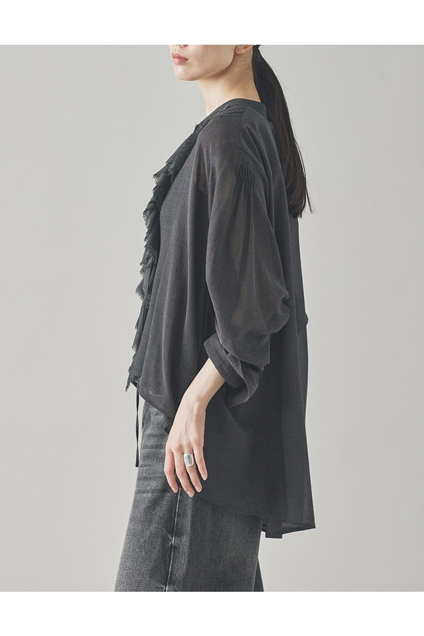 【カレンソロジー/Curensology】のウールミックスボイルフリルブラウス 人気、トレンドファッション・服の通販 founy(ファニー) 　ファッション　Fashion　レディースファッション　Fashion for Women　トップス・カットソー　Cut & Sew Tops　シャツ・ブラウス・オフィスカジュアル　Elegant Blouses & Button-Ups　おすすめ　Recommended / Our Picks　インナー　Innerwear　カーディガン　Cardigan, Knitwear　スリーブ　Sleeve, Long Sleeve / Short Sleeve　バランス　Balance, Style Balance　フリル　Frill, Ruffle　ロング　Long, Long-Length　新作・新入荷　New Arrivals / New In　other-3|ID: prp329100004606082 ipo3291000000032835875