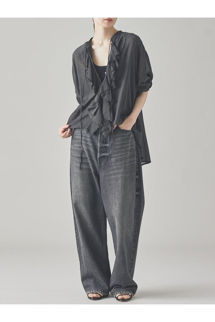【カレンソロジー/Curensology】のウールミックスボイルフリルブラウス 人気、トレンドファッション・服の通販 founy(ファニー) 　ファッション　Fashion　レディースファッション　Fashion for Women　トップス・カットソー　Cut & Sew Tops　シャツ・ブラウス・オフィスカジュアル　Elegant Blouses & Button-Ups　おすすめ　Recommended / Our Picks　インナー　Innerwear　カーディガン　Cardigan, Knitwear　スリーブ　Sleeve, Long Sleeve / Short Sleeve　バランス　Balance, Style Balance　フリル　Frill, Ruffle　ロング　Long, Long-Length　新作・新入荷　New Arrivals / New In　other-8|ID: prp329100004606082 ipo3291000000032835901