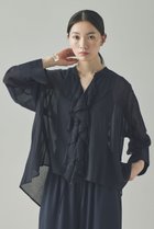 【カレンソロジー/Curensology】のウールミックスボイルフリルブラウス ネイビー|ID:prp329100004606082