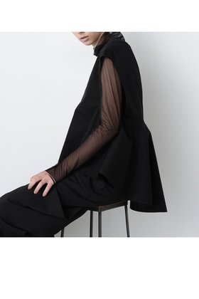 【ヒューエルミュージアム/hueLe Museum】の【STUMBLY】Back Peplum Gilet Blouse 人気、トレンドファッション・服の通販 founy(ファニー) ファッション Fashion レディースファッション Fashion for Women アウター Coat / Outerwear Collection トップス・カットソー Cut & Sew Tops キャミソール&ノースリーブ Camisoles & Sleeveless Tops シャツ・ブラウス・オフィスカジュアル Elegant Blouses & Button-Ups ベスト&ジレ / 重ね着スタイル Vests & Gilets 切替 Switching, Contrast Panel スタンダード Standard, Basic 定番 Standard, Basic Item ノースリーブ Sleeveless, No-Sleeve フロント Front, Front Design ペプラム Peplum, Flared Hem 新作・新入荷 New Arrivals / New In |ID:prp329100004606083