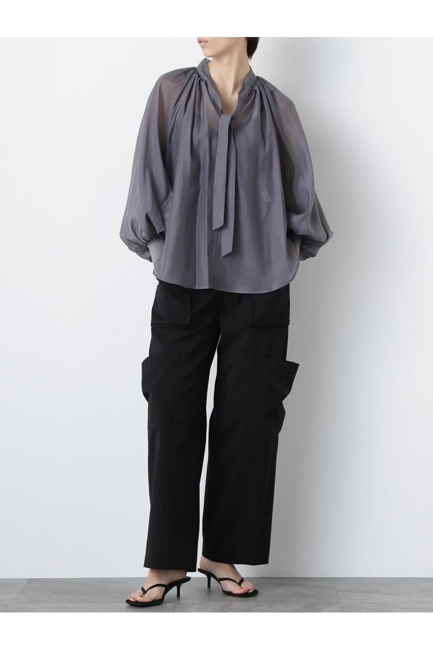 【ヒューエルミュージアム/hueLe Museum】の【STUMBLY】Sheer Organdy Bow-Tie BL 人気、トレンドファッション・服の通販 founy(ファニー) 　ファッション　Fashion　レディースファッション　Fashion for Women　トップス・カットソー　Cut & Sew Tops　シャツ・ブラウス・オフィスカジュアル　Elegant Blouses & Button-Ups　ギャザー　Gathered, Ruffled　スリーブ　Sleeve, Long Sleeve / Short Sleeve　フォルム　Silhouette, Form　ロング　Long, Long-Length　新作・新入荷　New Arrivals / New In　other-2|ID: prp329100004606084 ipo3291000000032835976