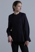 【ヒューエルミュージアム/hueLe Museum】の【hLM】 2WAYポンチブラウス 人気、トレンドファッション・服の通販 founy(ファニー) ファッション Fashion レディースファッション Fashion for Women トップス・カットソー Cut & Sew Tops シャツ・ブラウス・オフィスカジュアル Elegant Blouses & Button-Ups エレガント 上品 Elegant スリーブ Sleeve, Long Sleeve / Short Sleeve ペプラム Peplum, Flared Hem リボン Ribbon, Bow ロング Long, Long-Length thumbnail ネイビー|ID: prp329100004606085 ipo3291000000032835991
