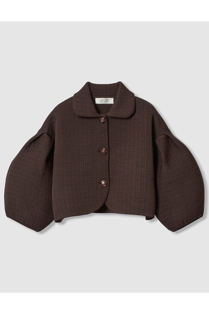 【アルアバイル/allureville】の【Loulou Willoughby】ダブルジャガードパフニットジャケット インテリア・キッズ・メンズ・レディースファッション・服の通販 founy(ファニー) 　ファッション　Fashion　レディースファッション　Fashion for Women　アウター　Coat / Outerwear Collection　レディースジャケット・軽アウター　Jackets　アンティーク　Antique-Inspired　クラシカル　Classical, Vintage-Inspired　コンパクト　Compact, Small Size　ジャカード／ジャガード　Jacquard, Woven Pattern　ジャケット　Jacket, Outerwear　スリーブ　Sleeve, Long Sleeve / Short Sleeve　ダブル　Double, Double-Breasted　モダン　Modern, Contemporary　新作・新入荷　New Arrivals / New In　ブラウン|ID: prp329100004606101 ipo3291000000032836573