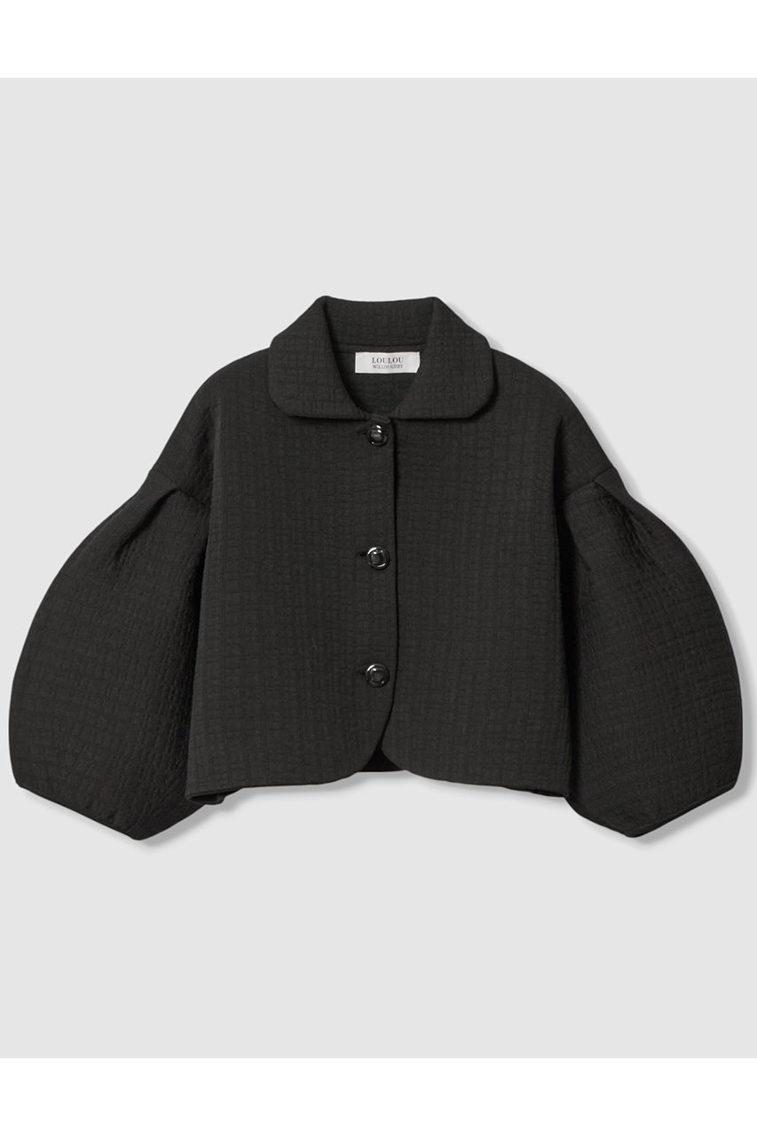 【アルアバイル/allureville】の【Loulou Willoughby】ダブルジャガードパフニットジャケット インテリア・キッズ・メンズ・レディースファッション・服の通販 founy(ファニー) 　ファッション　Fashion　レディースファッション　Fashion for Women　アウター　Coat / Outerwear Collection　レディースジャケット・軽アウター　Jackets　アンティーク　Antique-Inspired　クラシカル　Classical, Vintage-Inspired　コンパクト　Compact, Small Size　ジャカード／ジャガード　Jacquard, Woven Pattern　ジャケット　Jacket, Outerwear　スリーブ　Sleeve, Long Sleeve / Short Sleeve　ダブル　Double, Double-Breasted　モダン　Modern, Contemporary　新作・新入荷　New Arrivals / New In　ブラック|ID: prp329100004606101 ipo3291000000032836577