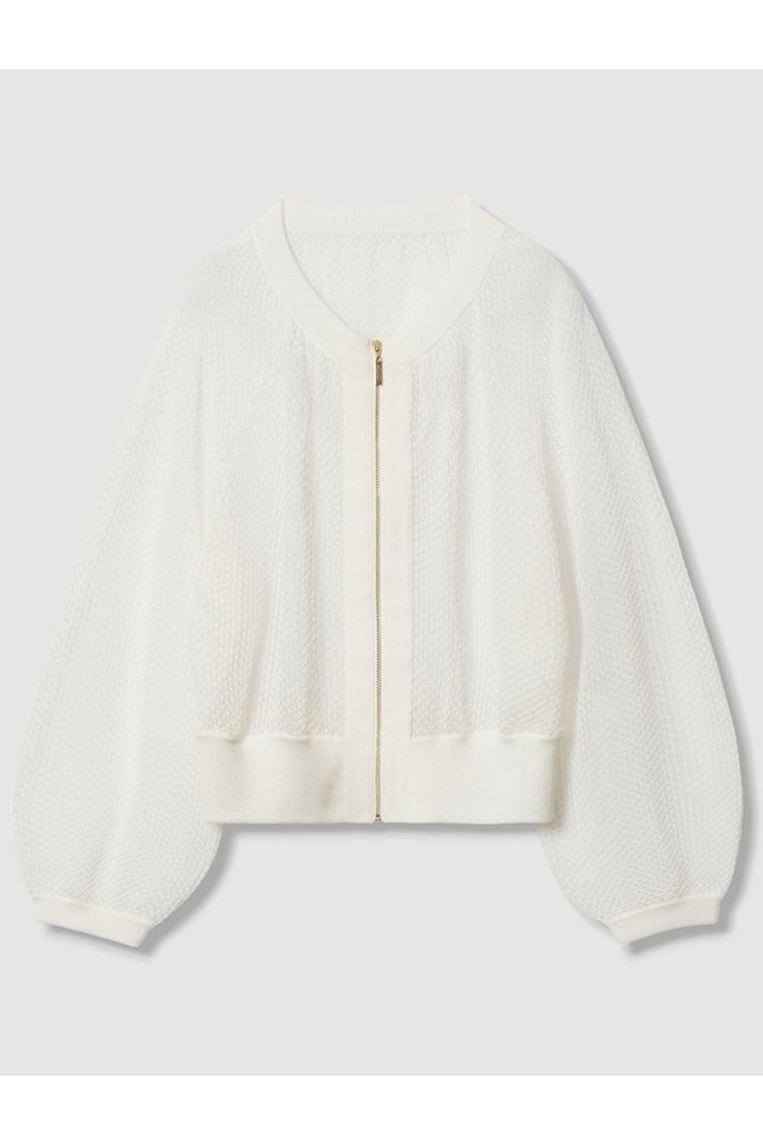 【アルアバイル/allureville】の【Loulou Willoughby】柄編みニットブルゾン インテリア・キッズ・メンズ・レディースファッション・服の通販 founy(ファニー) https://founy.com/ ファッション Fashion レディースファッション Fashion for Women トップス・カットソー Cut & Sew Tops ニット Knit Tops & Sweaters カーディガン・羽織り Layered Style Cardigans カーディガン Cardigan, Knitwear ブルゾン Blouson, Bomber Jacket メッシュ Mesh, Net Fabric |ID: prp329100004606102 ipo3291000000032836627