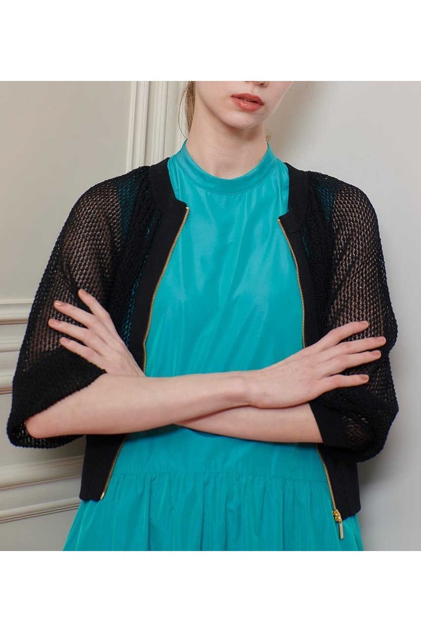【アルアバイル/allureville】の【Loulou Willoughby】柄編みニットブルゾン 人気、トレンドファッション・服の通販 founy(ファニー) 　ファッション　Fashion　レディースファッション　Fashion for Women　トップス・カットソー　Cut & Sew Tops　ニット　Knit Tops & Sweaters　カーディガン・羽織り　Layered Style Cardigans　カーディガン　Cardigan, Knitwear　ブルゾン　Blouson, Bomber Jacket　メッシュ　Mesh, Net Fabric　新作・新入荷　New Arrivals / New In　other-5|ID: prp329100004606102 ipo3291000000032836669
