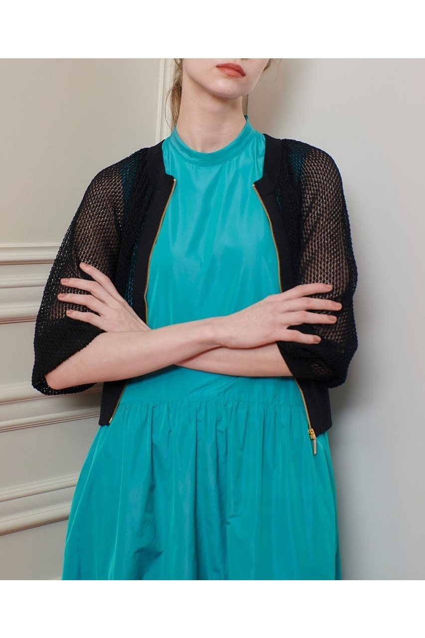 【アルアバイル/allureville】の【Loulou Willoughby】柄編みニットブルゾン 人気、トレンドファッション・服の通販 founy(ファニー) 　ファッション　Fashion　レディースファッション　Fashion for Women　トップス・カットソー　Cut & Sew Tops　ニット　Knit Tops & Sweaters　カーディガン・羽織り　Layered Style Cardigans　カーディガン　Cardigan, Knitwear　ブルゾン　Blouson, Bomber Jacket　メッシュ　Mesh, Net Fabric　新作・新入荷　New Arrivals / New In　other-7|ID: prp329100004606102 ipo3291000000032836681