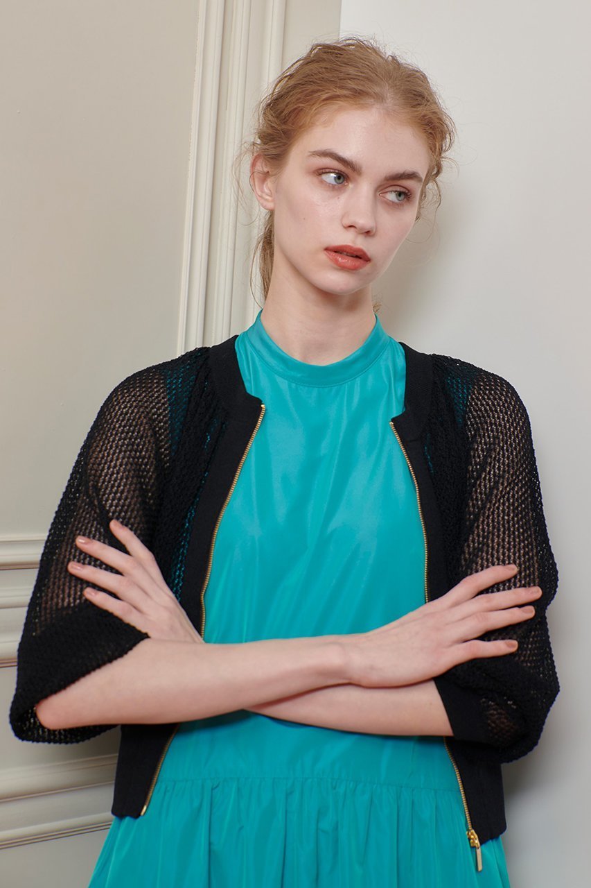 【アルアバイル/allureville】の【Loulou Willoughby】柄編みニットブルゾン 人気、トレンドファッション・服の通販 founy(ファニー) ファッション Fashion レディースファッション Fashion for Women トップス・カットソー Cut & Sew Tops ニット Knit Tops & Sweaters カーディガン・羽織り Layered Style Cardigans カーディガン Cardigan, Knitwear ブルゾン Blouson, Bomber Jacket メッシュ Mesh, Net Fabric other-5|ID: prp329100004606102 ipo3291000000036150636