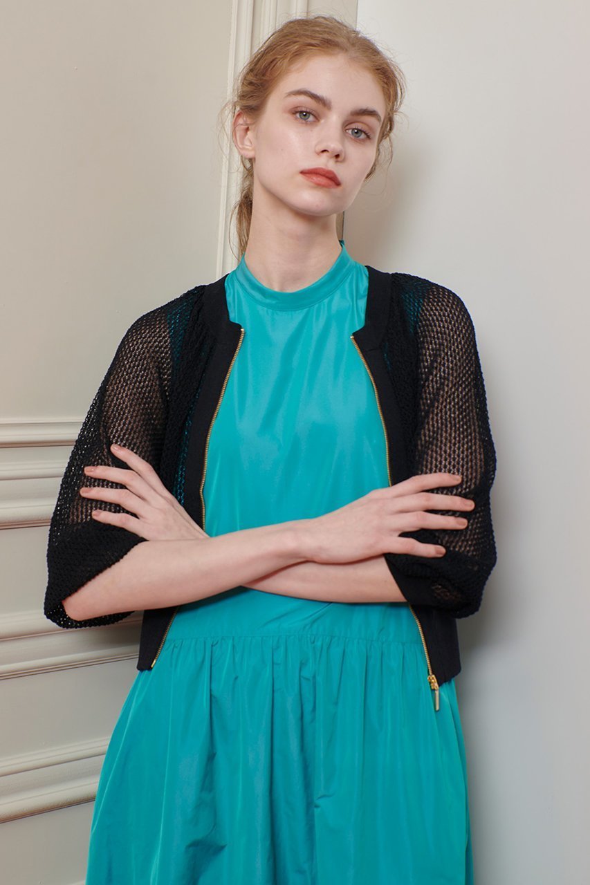 【アルアバイル/allureville】の【Loulou Willoughby】柄編みニットブルゾン 人気、トレンドファッション・服の通販 founy(ファニー) ファッション Fashion レディースファッション Fashion for Women トップス・カットソー Cut & Sew Tops ニット Knit Tops & Sweaters カーディガン・羽織り Layered Style Cardigans カーディガン Cardigan, Knitwear ブルゾン Blouson, Bomber Jacket メッシュ Mesh, Net Fabric other-7|ID: prp329100004606102 ipo3291000000036150638