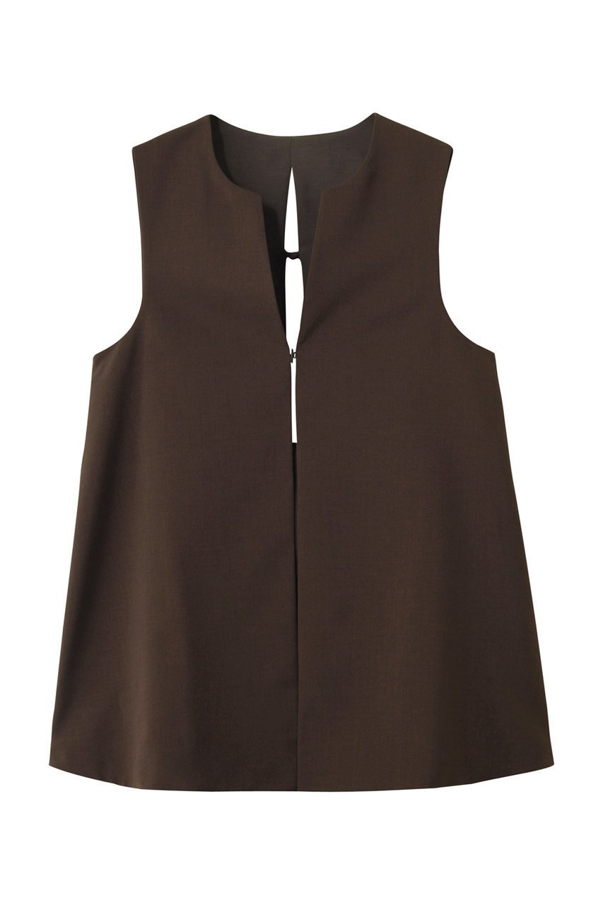 【ランバン オン ブルー/LANVIN en Bleu】のドライポリエステルバックオープンベスト インテリア・キッズ・メンズ・レディースファッション・服の通販 founy(ファニー) 　ファッション　Fashion　レディースファッション　Fashion for Women　アウター　Coat / Outerwear Collection　レディースジャケット・軽アウター　Jackets　シンプル　Simple, Minimal　ジャケット　Jacket, Outerwear　フォーマル　Formal, Dressy　フロント　Front, Front Design　ベスト　Vest, Waistcoat　ロング　Long, Long-Length　ブラウン|ID: prp329100004606105 ipo3291000000035795733