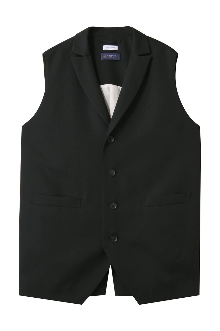 【ニアー ニッポン/near.nippon】のウール テーラードジレ インテリア・キッズ・メンズ・レディースファッション・服の通販 founy(ファニー) 　ファッション　Fashion　レディースファッション　Fashion for Women　アウター　Coat / Outerwear Collection　レディースジャケット・軽アウター　Jackets　カットソー　Cut and Sewn Top　ジャケット　Jacket, Outerwear　スリーブ　Sleeve, Long Sleeve / Short Sleeve　ツイル　Twist, Twisted Detail　フレンチ　French, French Style　ベスト　Vest, Waistcoat　マニッシュ　Mannish, Boyish　リラックス　Relax, Relaxed Fit　ワッシャー　Washer, Crinkled Finish　ブラック|ID: prp329100004606106 ipo3291000000035964151