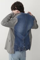 【ヒューエルミュージアム/hueLe Museum】の【STUMBLY】Denim Combi No-Collar Jacket 人気、トレンドファッション・服の通販 founy(ファニー) ファッション Fashion レディースファッション Fashion for Women アウター Coat / Outerwear Collection レディースジャケット・軽アウター Jackets クラシカル Classical, Vintage-Inspired ジャケット Jacket, Outerwear デニム Denim, Jeans Material ドッキング Docking, Mixed Material ブリーチ Bleach, Washed Finish リメイク Remake, Reconstructed |ID:prp329100004606108