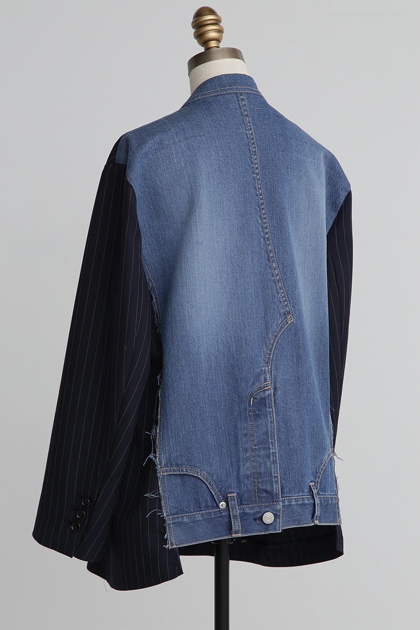 【ヒューエルミュージアム/hueLe Museum】の【STUMBLY】Denim Combi No-Collar Jacket 人気、トレンドファッション・服の通販 founy(ファニー) ファッション Fashion レディースファッション Fashion for Women アウター Coat / Outerwear Collection レディースジャケット・軽アウター Jackets クラシカル Classical, Vintage-Inspired ジャケット Jacket, Outerwear デニム Denim, Jeans Material ドッキング Docking, Mixed Material ブリーチ Bleach, Washed Finish リメイク Remake, Reconstructed other-5|ID: prp329100004606108 ipo3291000000035795779